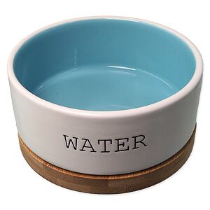 Miska DF keramická bílá/modrá WATER s podtáckem 13x5,5cm, 400ml