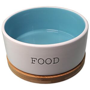 Miska DF keramická bílá/modrá FOOD s podtáckem 16x6,5cm, 850ml