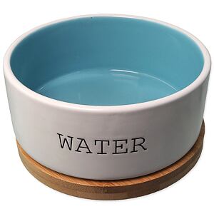 Miska DF keramická bílá/modrá WATER s podtáckem 16x6,5cm, 850ml