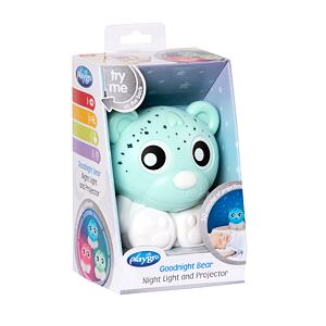 Playgro - Zaspávacia lampička medvedík s projektorom - zeleno-biely