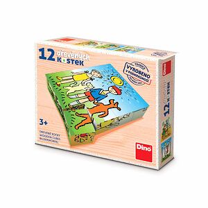Dino PSÍK A MAČIČKA 12 Drevené kocky